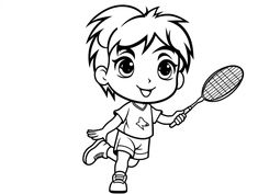 illustration of Badminton and rackets to color