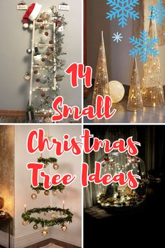 christmas tree decorations with snowflakes and lights on the top, bottom left corner