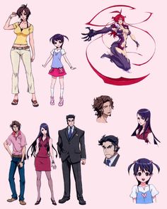 an image of anime characters in different poses