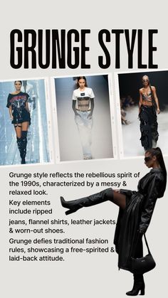 Grunge style reflects the rebellious spirit of the 1990s, characterized by a messy and relaxed look. Key elements include ripped jeans, flannel shirts, leather jackets, and worn-out shoes. Grunge defies traditional fashion rules, showcasing a free-spirited and laid-back attitude. #grunge #grungestyle Grunge Fashion 2025, Grunge Fashion Moodboard, Grunge 90, Grunge Clothing Websites, Grunge Revival, Messy Fashion, Rebellious Fashion Outfits, Grunge Style Guide, Grunge Revival Style