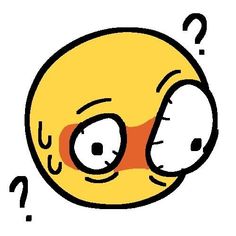 an emoticive smiley face with question marks on it's cheek and eyes