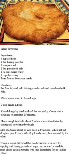 an image of a recipe for baked bread on a table with words in the middle