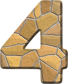 the number four is made out of stone and has a pattern of rocks on it
