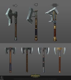 an assortment of different types of axes
