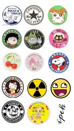 various stickers with different designs on them