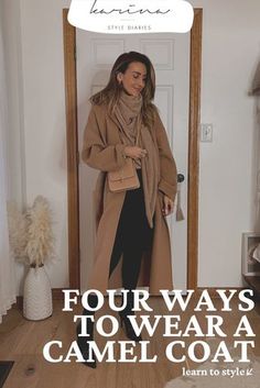 Celebrity Coat, How To Wear A Camel Coat, Style Camel Coat, Camel Wool Coat Outfit Winter, Wool Camel Coat, Tan Coat Outfit Winter, Styling Camel Coat, How To Style Camel Coat, Tan Sweater Coat Outfit