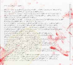 a piece of paper with writing on it and red ink splatters all over it