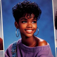80s Afro Hairstyles, 80s Black Womens Hairstyles, 80s Hairstyles Black Women Natural Hair, Yearbook Photo Hairstyles, 90s Afro, 80s Black Haircuts, 80s And 90s Black Hairstyles, 90s Mushroom Haircut Black Women, 80s Afro Hair