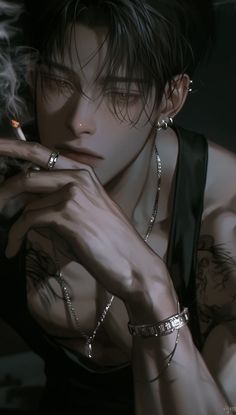 Handsome Male Art, Hot Anime Guy, Hot Manga Guy Wallpaper, Mafia Anime Boy, Man Art, Mafia Anime Men, Fantasy Mafia Boss Art, Mafia Oc Male, Men Digital Art