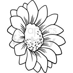 a black and white drawing of a flower