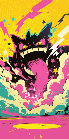 an image of a cartoon character in the sky with clouds and stars on it's back