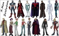 some cartoon characters are standing in different poses