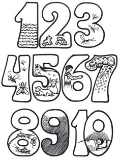 the numbers are drawn in black and white to make it easier for children to learn how to
