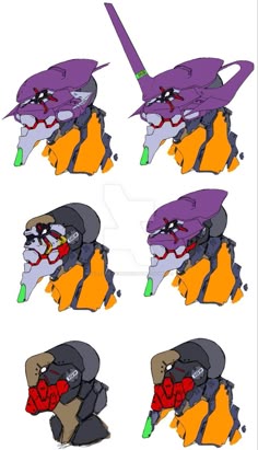 several different angles of the same character's head