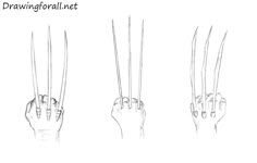 three hands are shown with claws drawn in different directions, and one is holding the other hand