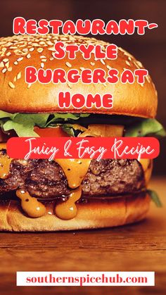 a hamburger with cheese and lettuce on it sitting on top of a wooden table