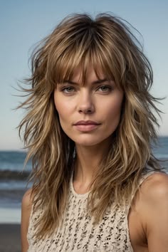 20 Long Shag Haircuts With Bangs for Maximum Texture & Volume Light Bangs, Long Shag Haircut, Red Curls, Long Shag, Layered Haircuts For Medium Hair, Shag Hairstyles, Haircuts For Medium Hair, Shag Haircut, Haircuts With Bangs