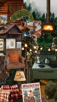 a collage of photos with furniture and decor