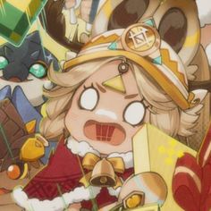 an image of a cartoon character surrounded by many other characters and objects in the background