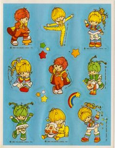 some stickers that are on the side of a sheet of paper with cartoon characters