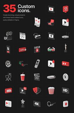 an image of the back cover of a magazine with icons on it and text that reads 35 custom icons