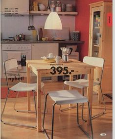 an advertisement for a kitchen table and chairs with price tag 995 on the back