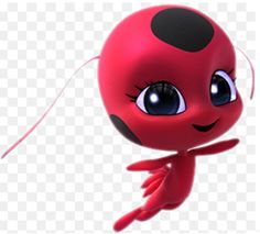 a red and black cartoon character flying through the air