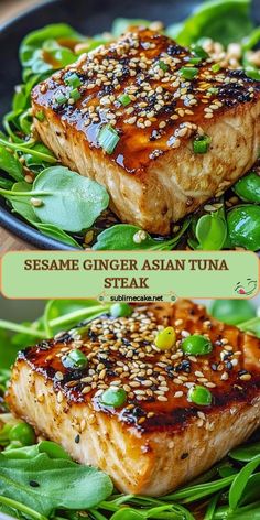 Elevate your weeknight dinners with this Sesame Ginger Asian Tuna Steak recipe. Quick to prepare and healthy, this dish features marinated, grilled tuna steaks that are bursting with vibrant flavors of sesame and ginger. Perfect for a light, protein-packed meal that’s ready in minutes. Wild Caught Tuna Steaks, Fresh Tuna Recipes Asian, Tuna Fillet Recipes, Fresh Tuna Recipes Healthy, Healthy Fish Dishes, Baked Tuna Steak Recipes, Blue Tuna Recipes, Baked Tuna Recipes, Fresh Tuna Recipes For Dinner