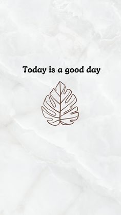 the words today is a good day on a white marble background with a brown leaf