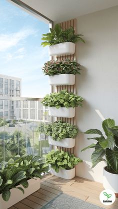 the vertical planter is made from wooden slats
