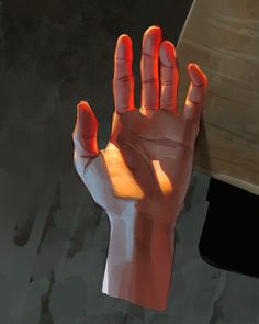 a person's hand with glowing fingers and orange light coming out of the palm