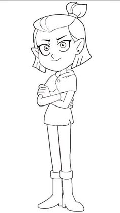 the cartoon character person is standing with her arms crossed