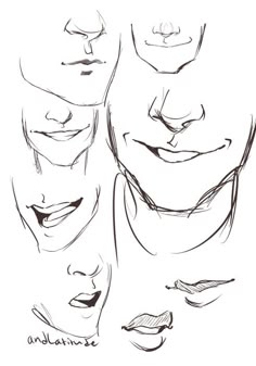 a drawing of different facial expressions on a white background