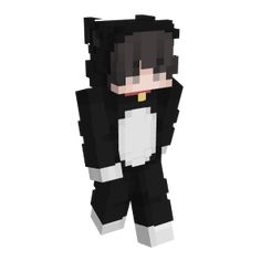 an image of a black and white cat in pixel art style with text overlay