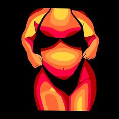 Thermal Body Art Aesthetic Outline, Thermal Art Drawing Body Wallpaper, Thermal Body Art, Body Positive Painting Ideas, Body Positive Paintings, Plus Size Thermal Body Painting, Thermal Art Painting Body Plus Size, Painting Ideas On Canvas Body Thermal, Curvy Women Drawing