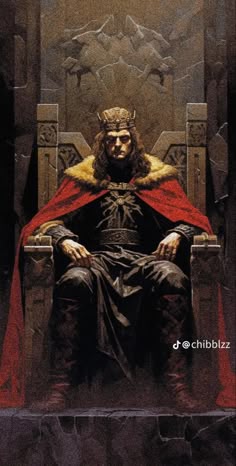 a painting of a man sitting on a throne