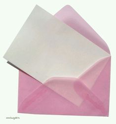 a pink envelope with a white sheet of paper sticking out of it's side