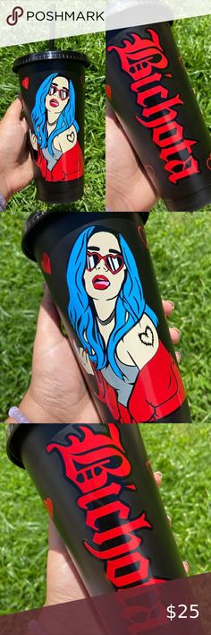 Karol G 24oz Matte Black Cold Drinks Vinyl Cup / Tumbler