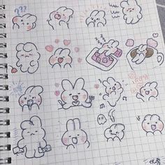 an open notebook with stickers on it and some writing in the pages that have been drawn