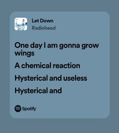 the text reads, one day i amgona grow wings a chemical reaction physical and useful