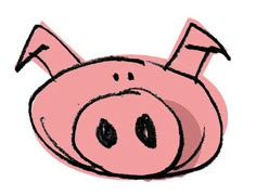 a drawing of a pink pig's face