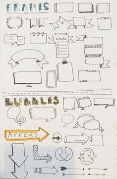 an image of doodles drawn on a piece of paper with the words frames above it