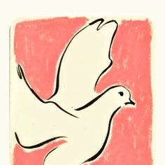 a drawing of a white dove flying in the sky