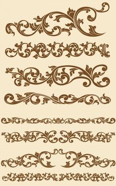 a set of decorative scroll designs