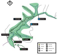 a map showing the location of several trails