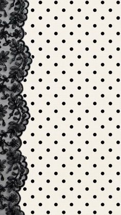 black and white lace with flowers on the bottom is featured in this image, as well as polka dots