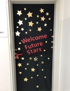 a door decorated with stars and the words welcome future stars