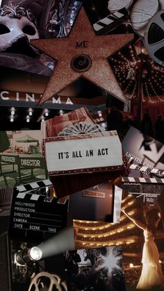 it's all an act sign surrounded by movie memorabilia