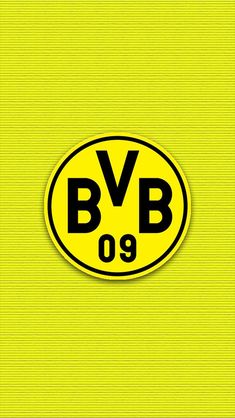 the bvb logo is shown on a yellow background with black letters and an oval shape
