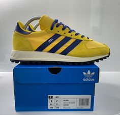 Luxury Retro Adidas Sneakers, Adidas Trx Vintage Outfit, Retro Yellow Adidas Shoes, Adidas Eco Trx Vintage, Adidas Trx Vintage, Adidas Trx Vintage Blue, Adidas Eco Trx Vintage Shoes, Adidas Busenitz Vintage Release Date, Adidas Marathon 85